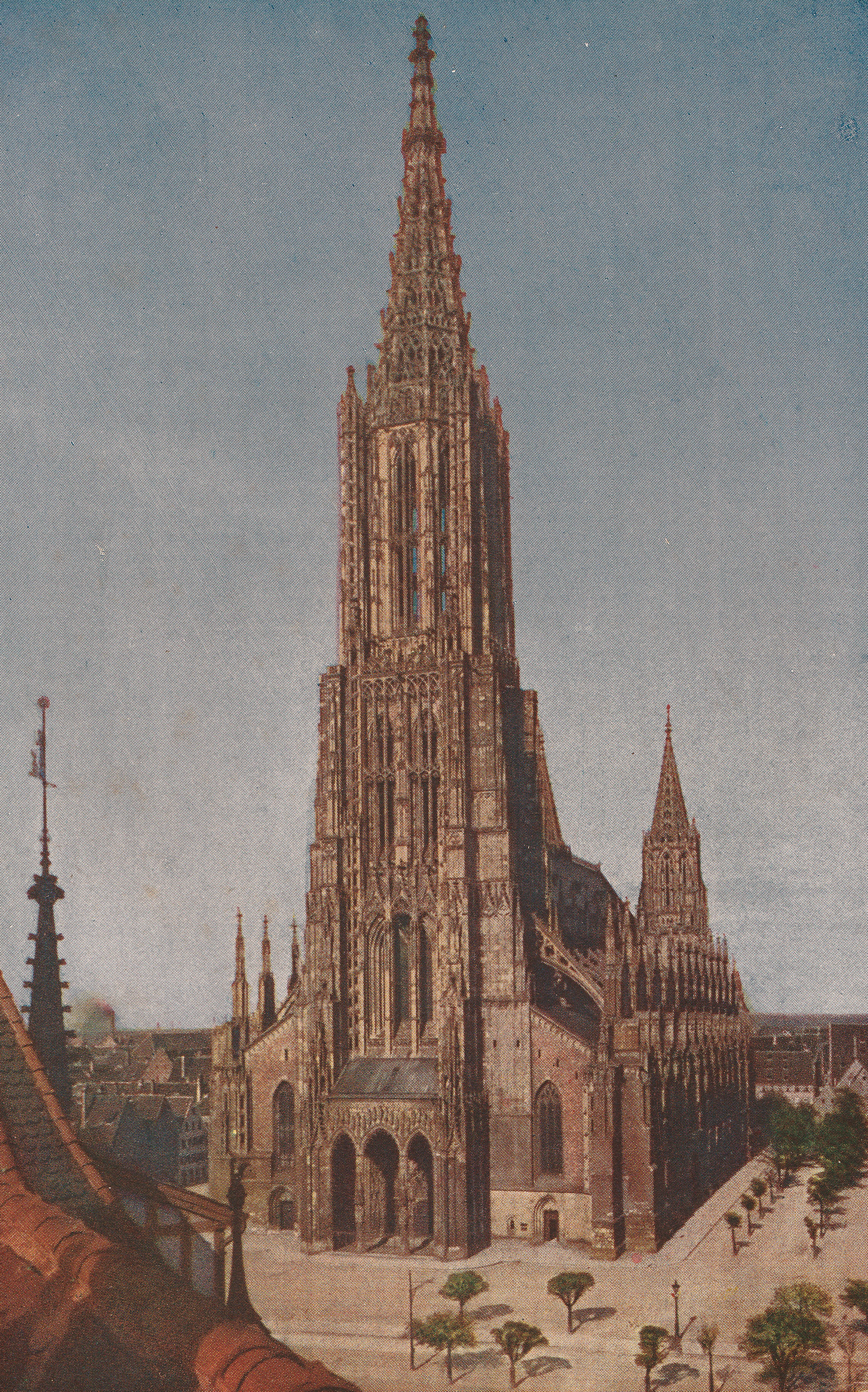 Farbfoto des Ulmer Münsters, Hans Hildenbrand um 1908 