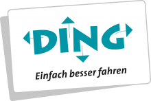 Logo der DING Donau-Iller-Nahverkehrsverbund GmbH. Sponsor der Ausstellung 